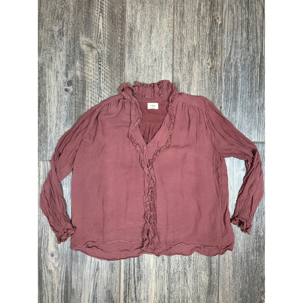 Wilfred Ruffle Blouse XS Viscose Long Sleeve Button Down Top Mauve‎ Pink